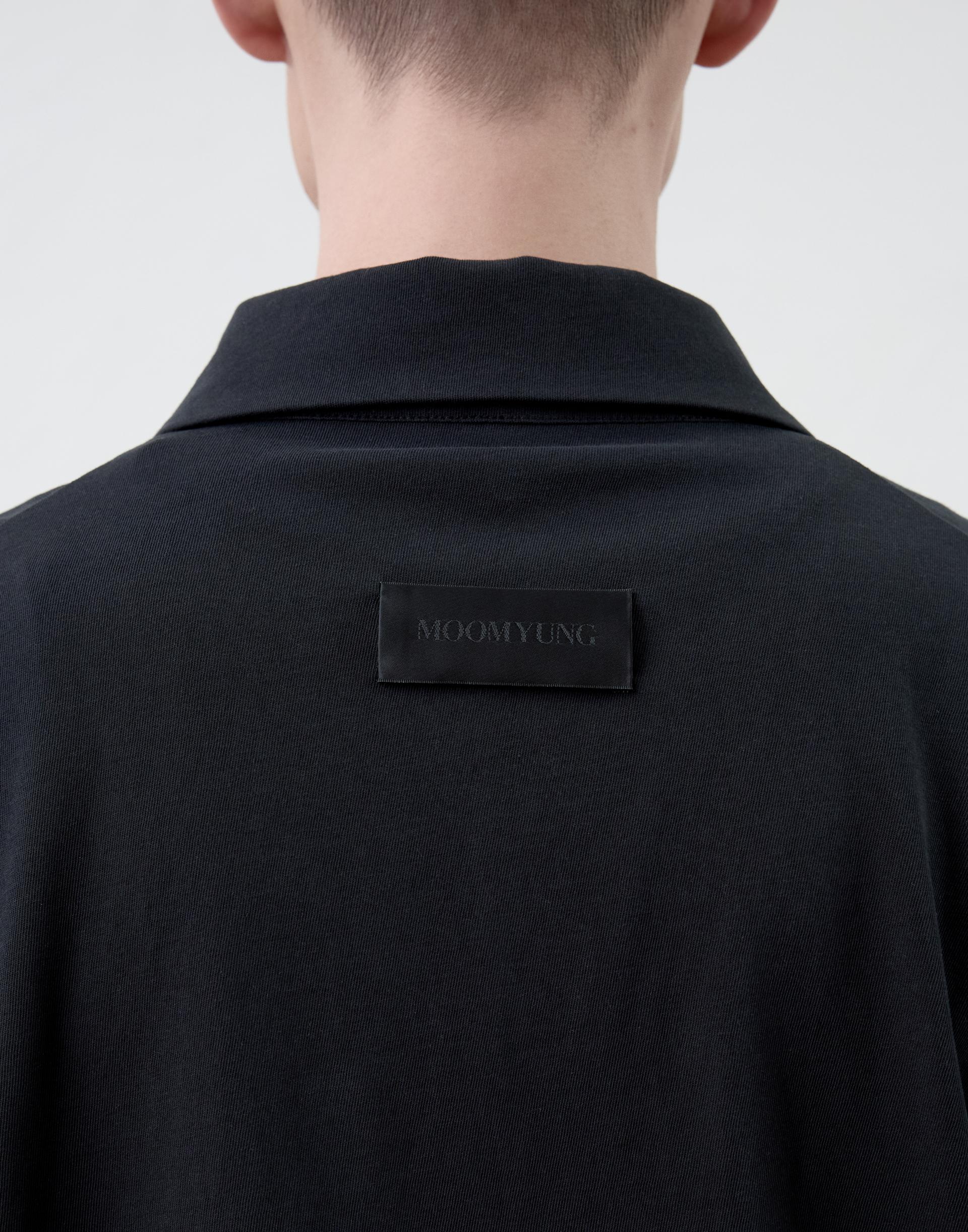 [MOOMYUNG] ROLL UP PIQUE TOP (BLACK)