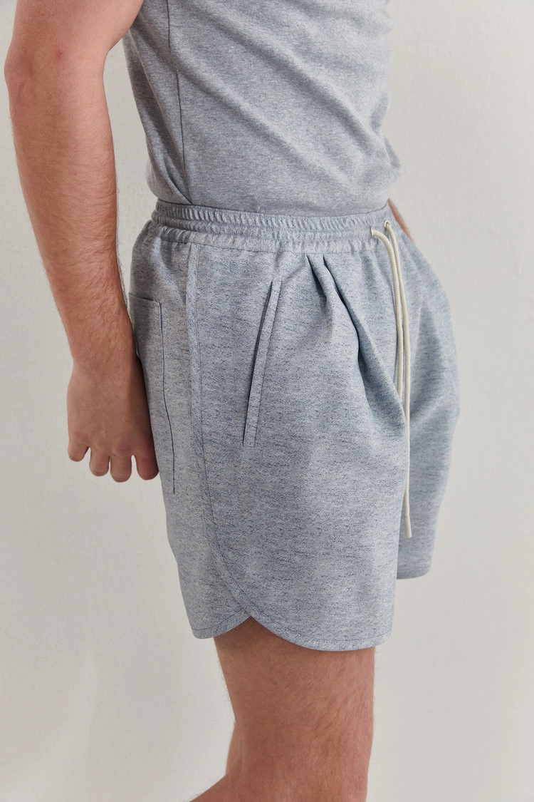 [MOOMYUNG] JERSEY-PRINT SATIN SHORTS (GREY)