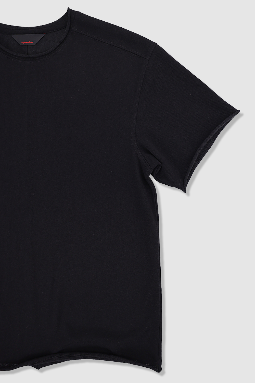 [ANYTIME LOREAK] YUCCA RAW-EDGE HALF KNIT - BLACK