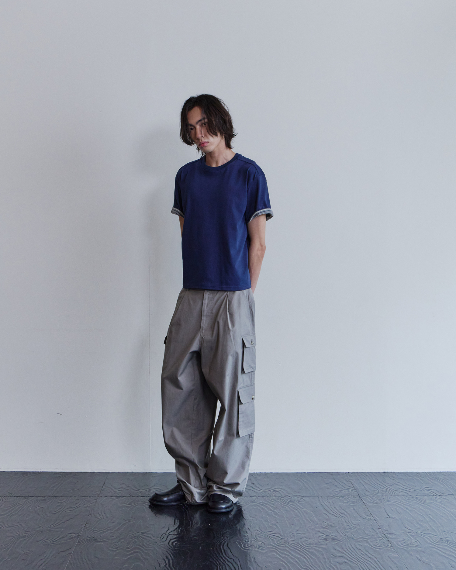 [WAVINESS] Stripe Layered T-shirts - Navy