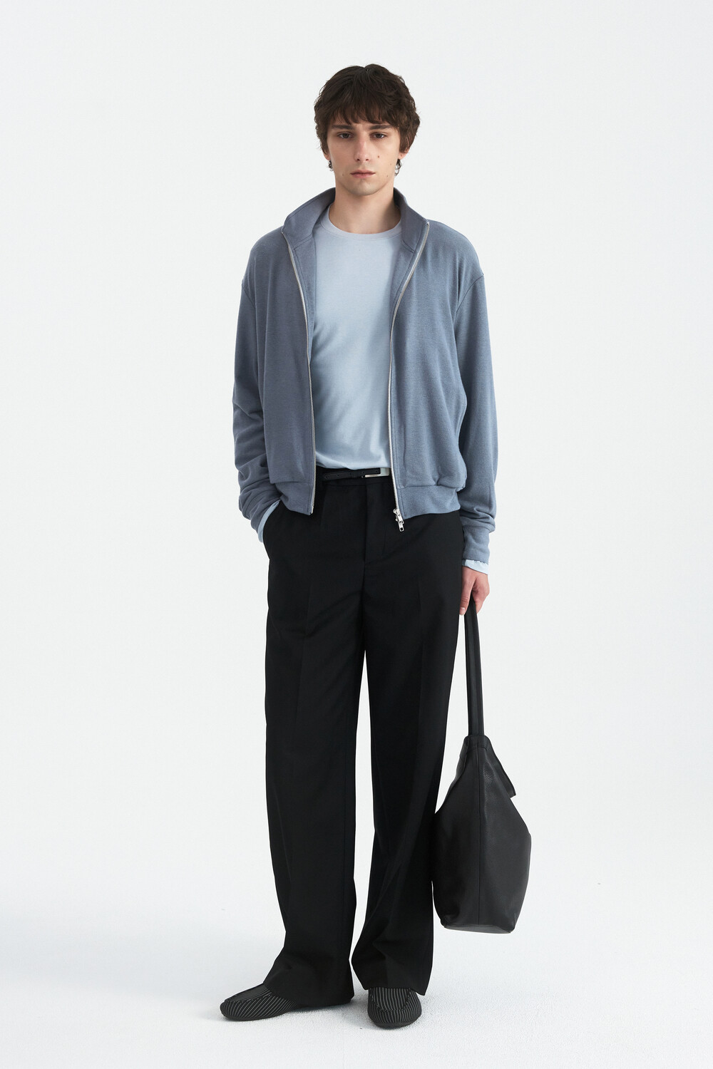 [WINDER] WOOL JERSEY TRACK JACKET - MELANGE GREY