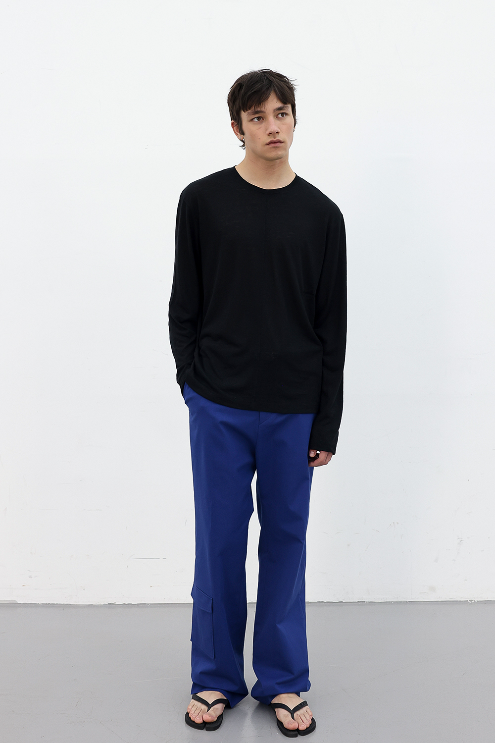 [ANYTIME LOREAK] CAMELLIA LAYERED TEE - KHAKI/BLACK