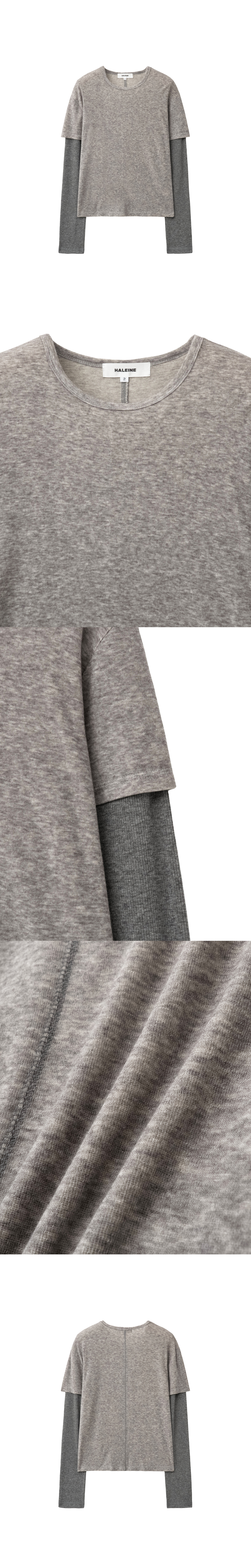 [HALEINE] LAYERED CROPPED KNIT TOP GREY (XT313)
