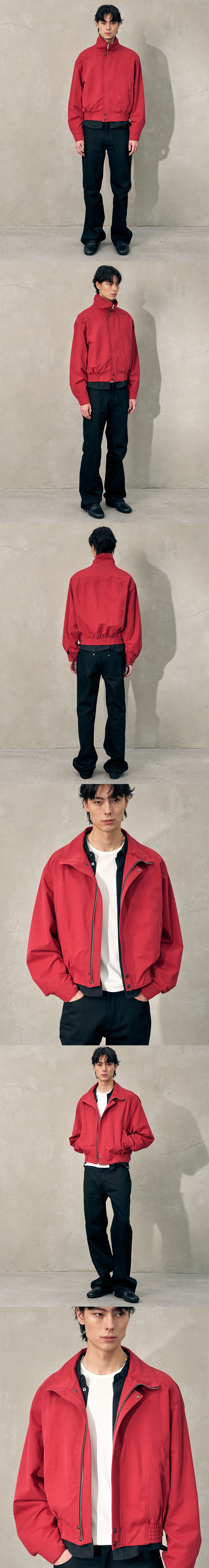 [HALEINE] OVERSIZED 3D HIGH NECK JACKET RED (XJ302)