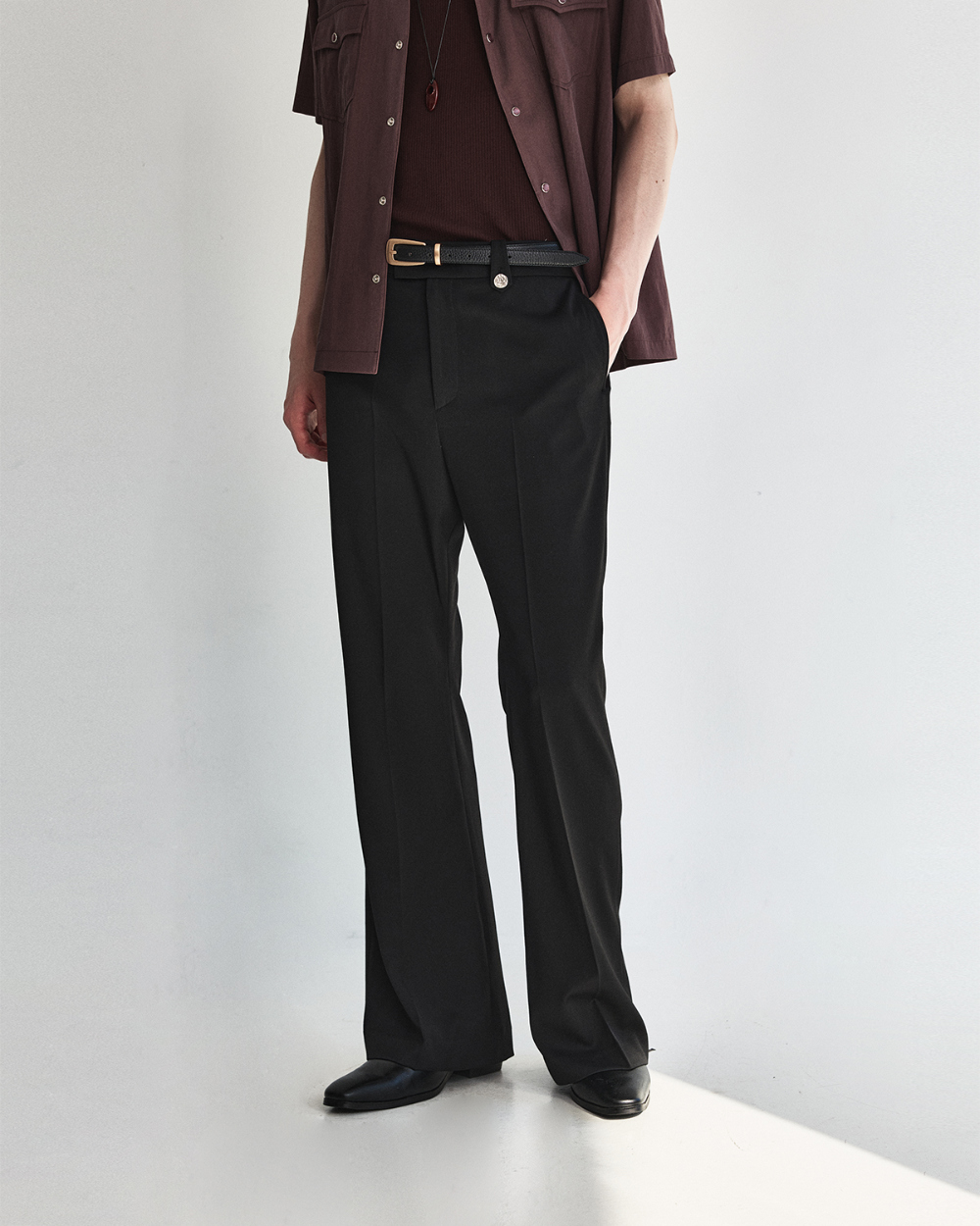 [kineto] Lustre Relaxed Wool Flare Pants_Black