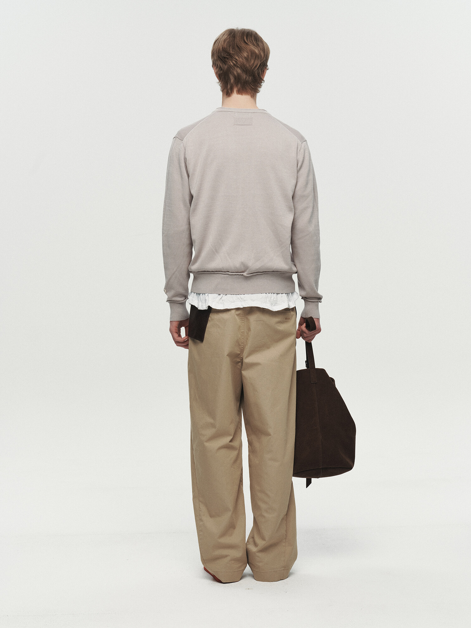 [HEUTE] NIEL COTTON V-NECK KNIT (L/GREY)