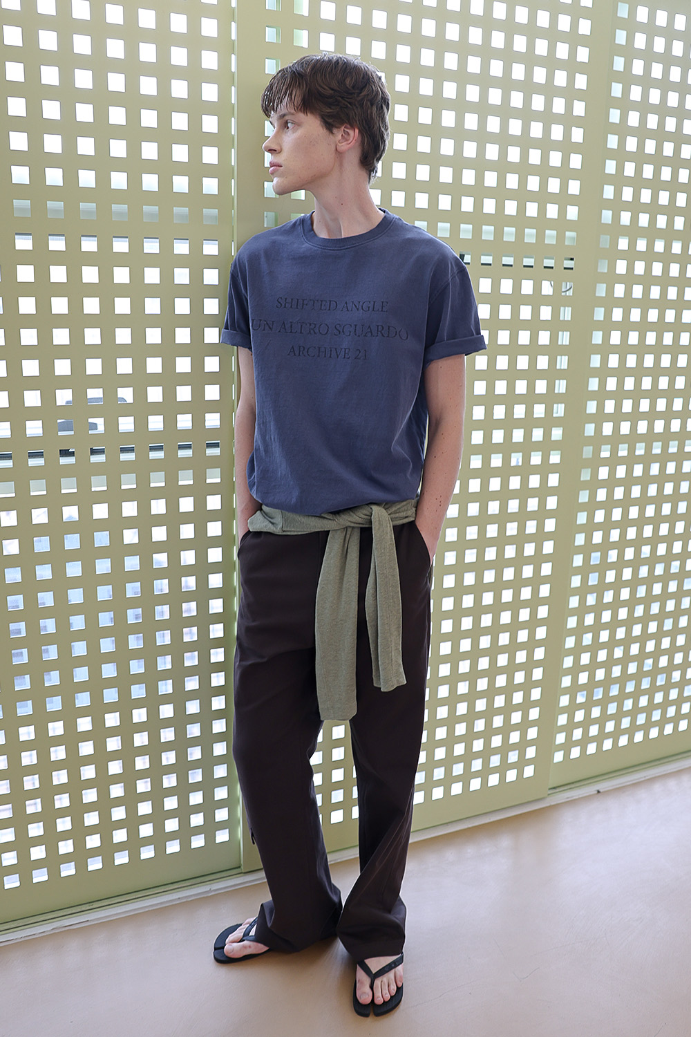 [ANYTIME LOREAK] SEDUM WASHED HALF T-SHIRT - VINTAGE BLUE
