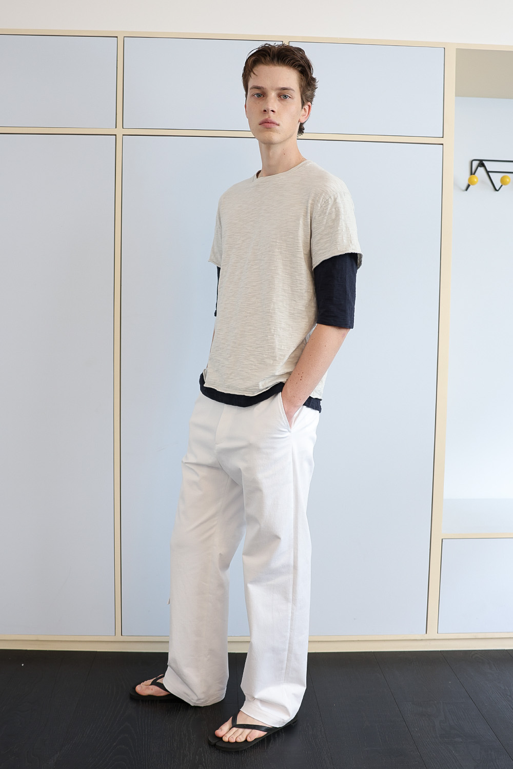 [ANYTIME LOREAK] FADE SLUB HALF T-SHIRT - OATMEAL