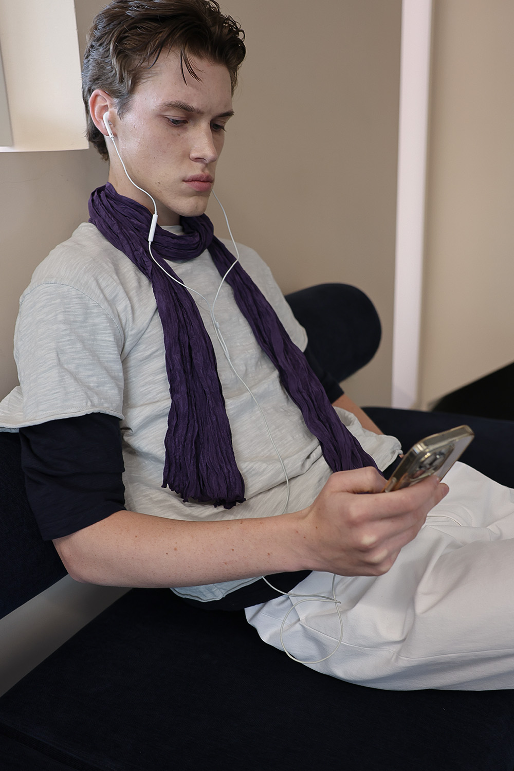 [ANYTIME LOREAK] AGAVE WRINKLE SCARF - PURPLE