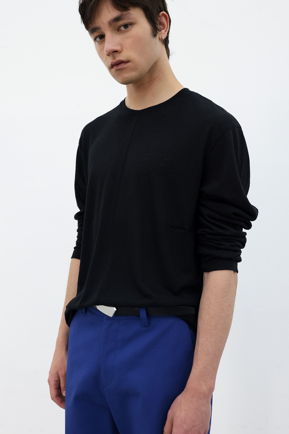[ANYTIME LOREAK] CAMELLIA LAYERED TEE - KHAKI/BLACK