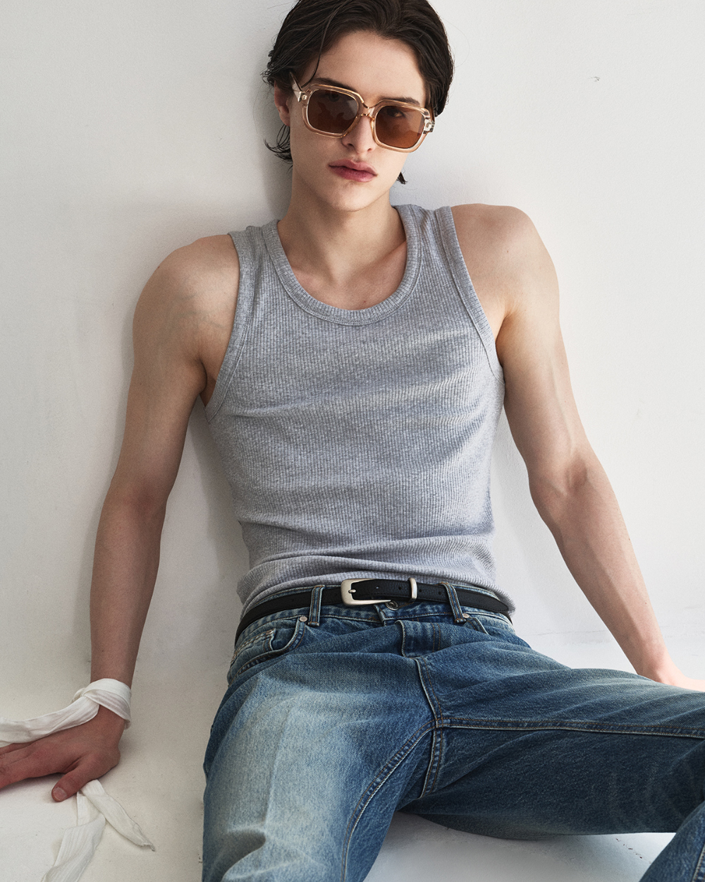 [kineto] Sleek Ribbed Sleeveless Top_Melange Grey