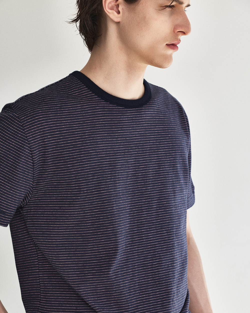 [kineto] Blend Stripe Cotton T-Shirt_Multi Purple