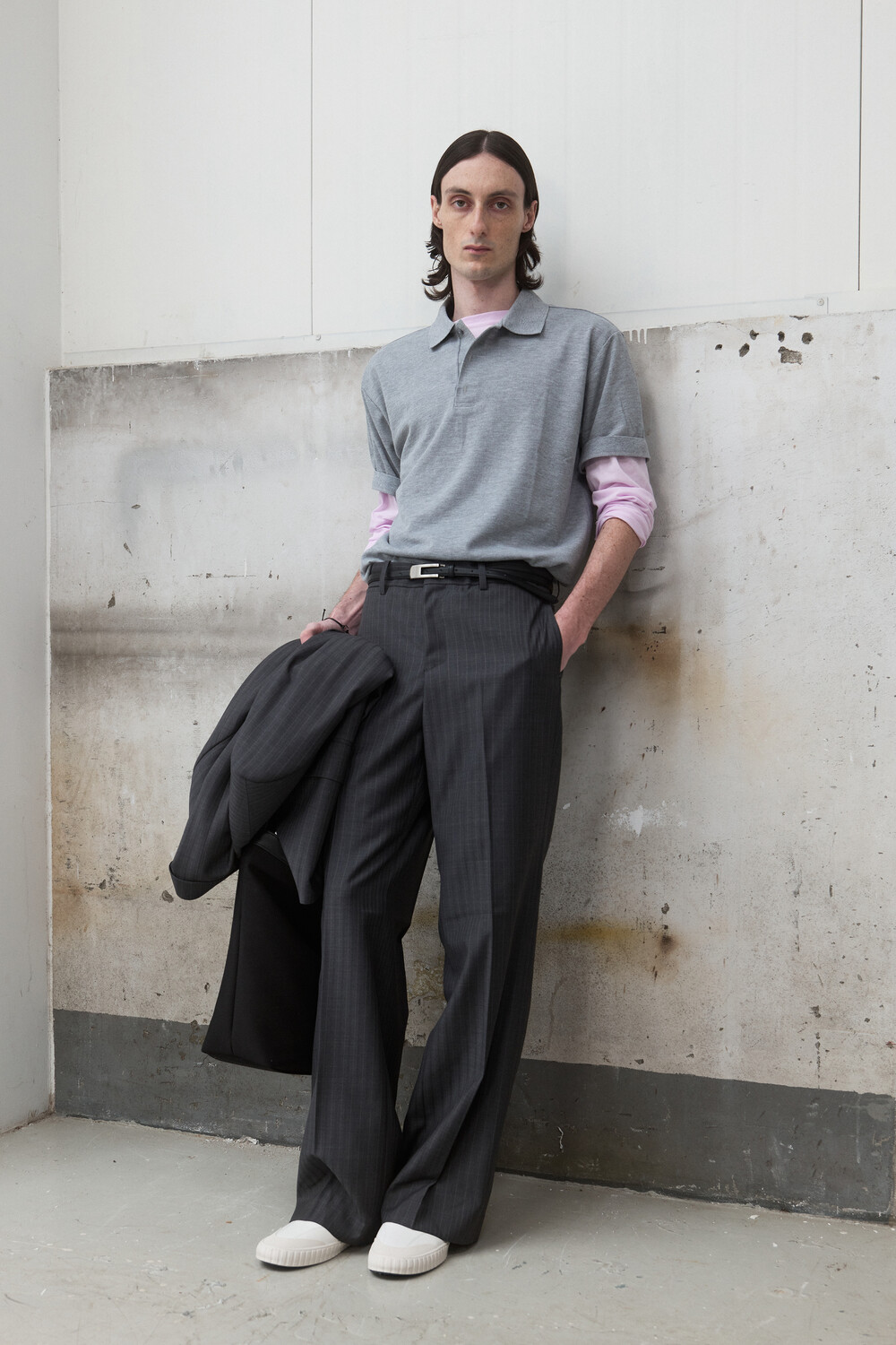 [WINDER] CLASSIC PIQUE TOP - MELANGE GREY