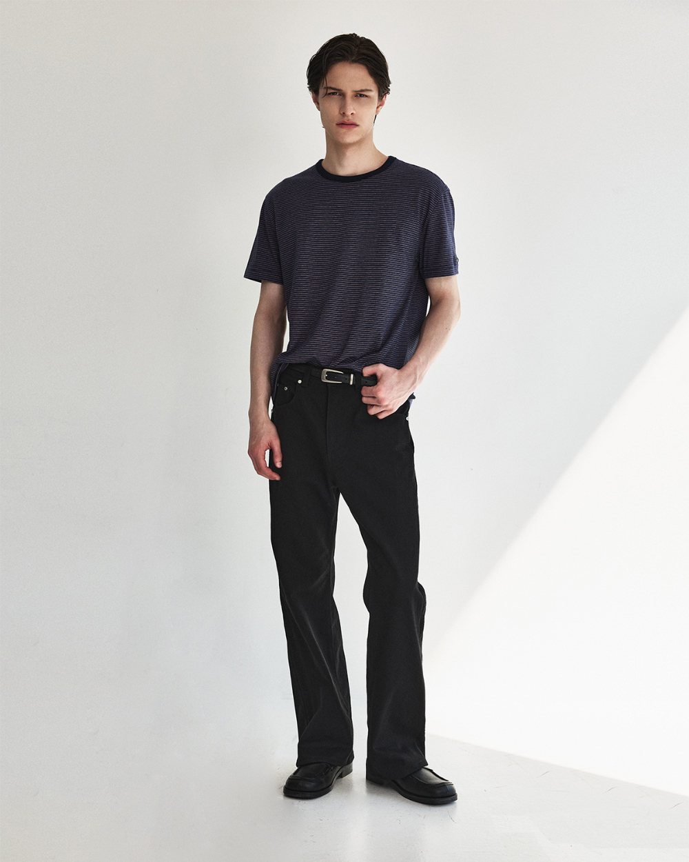 [kineto] Blend Stripe Cotton T-Shirt_Multi Purple