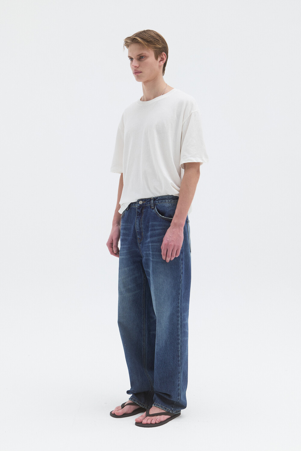 [WINDER] LINEN BLENDED T-SHIRTS - NATURAL WHITE