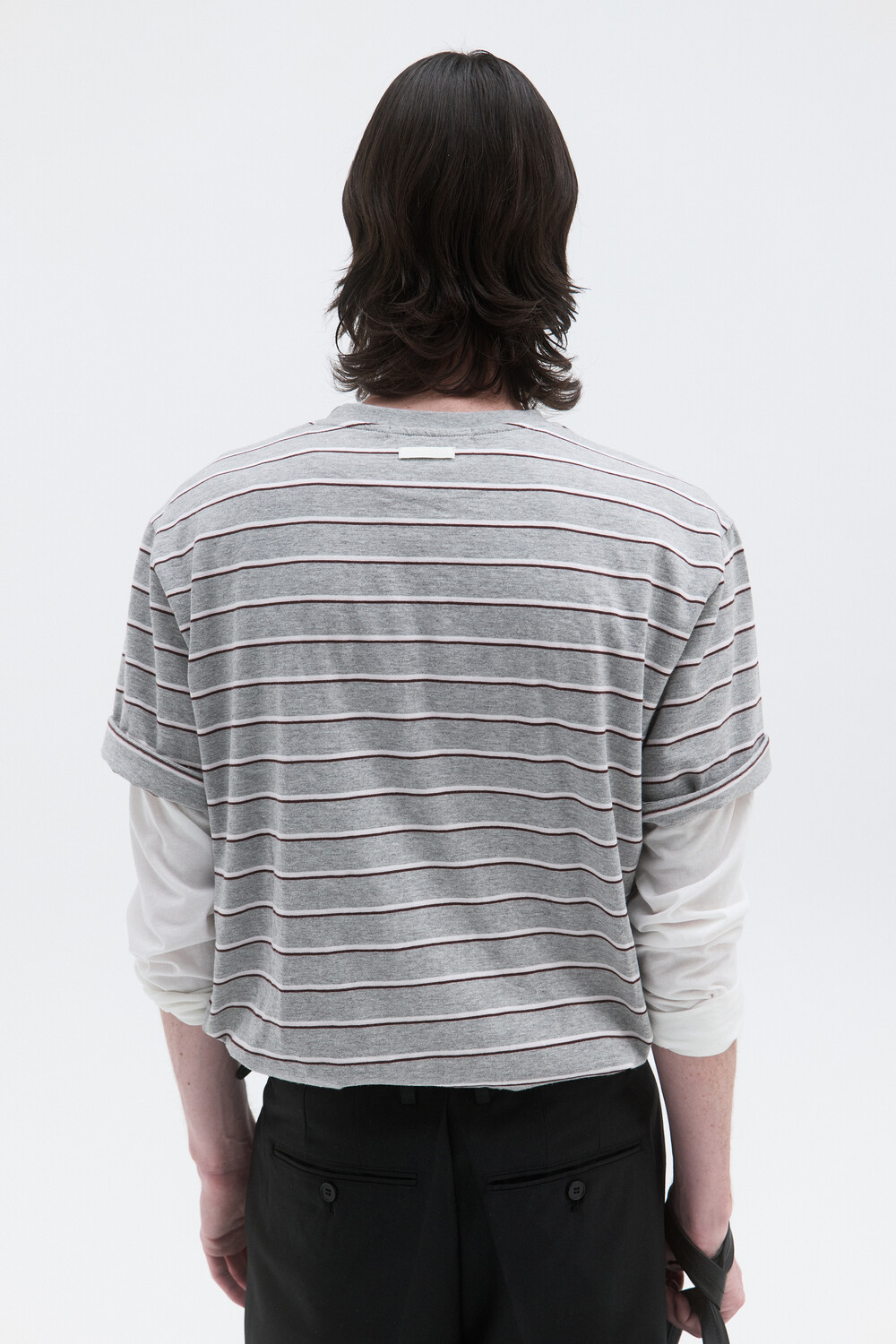 [WINDER] STRIPED COTTON TOP - BROWN / MELANGE