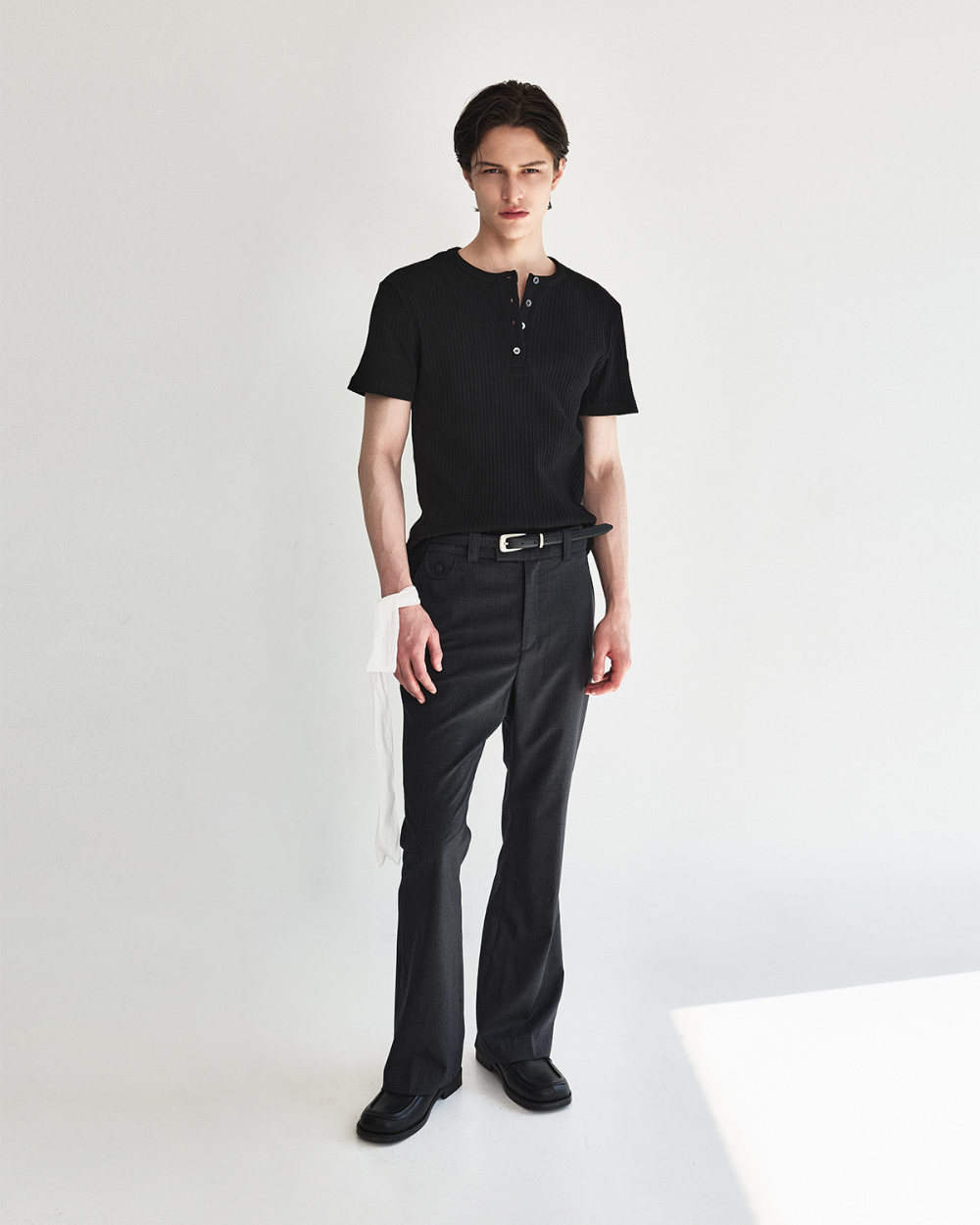 [kineto] Pin Stripe Wool Flare Pants_Grey