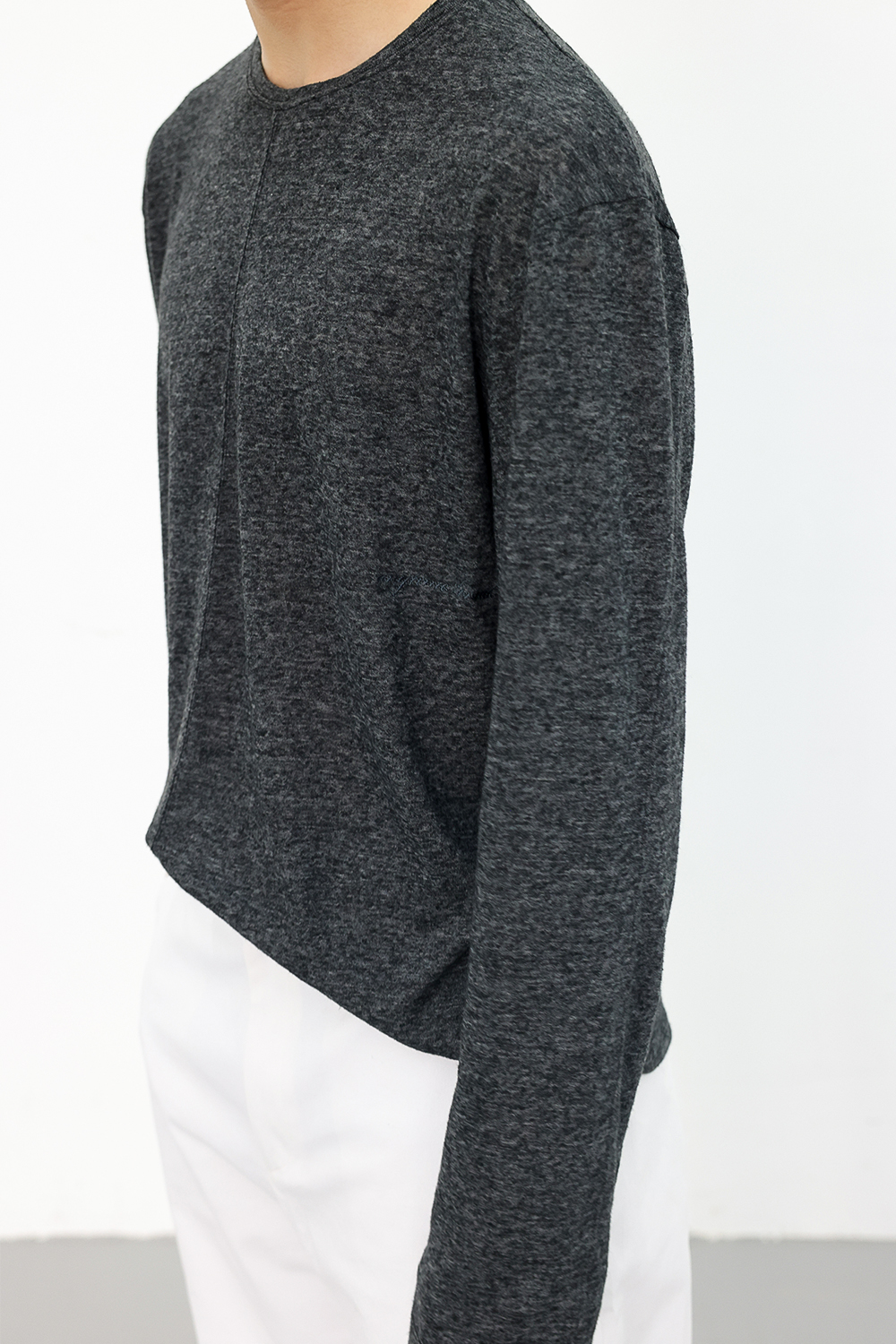 [ANYTIME LOREAK] CAMELLIA LAYERED TEE - SKY BLUE/CHARCOAL