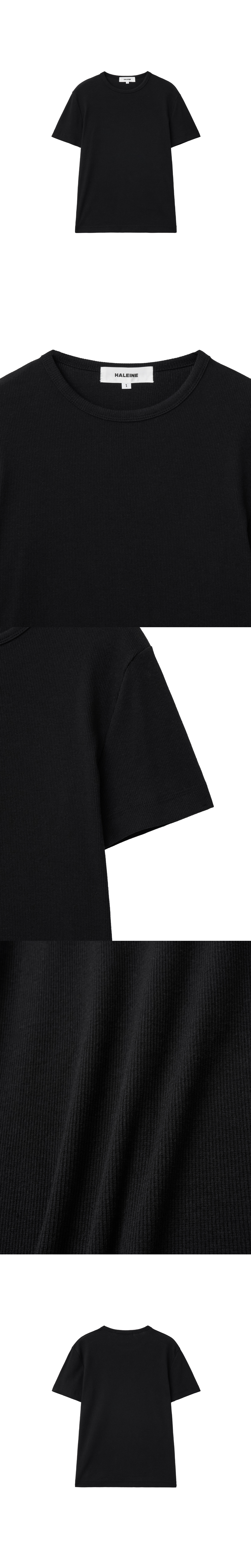 [HALEINE] SLIM RIBBED CREW NECK T-SHIRT BLACK (XT201)