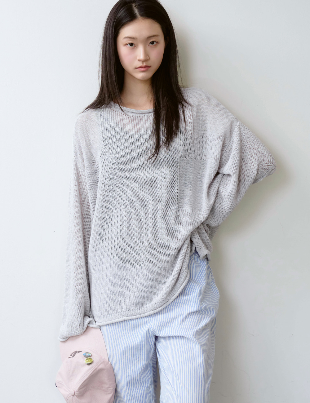 [GEN:RE] Canopy Mesh Knit Light Gray