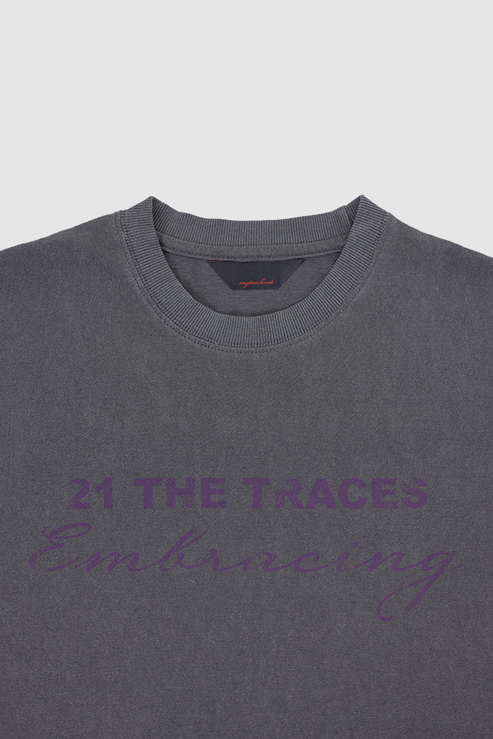 [ANYTIME LOREAK] TRACE WASHED HALF T-SHIRT - CHARCOAL