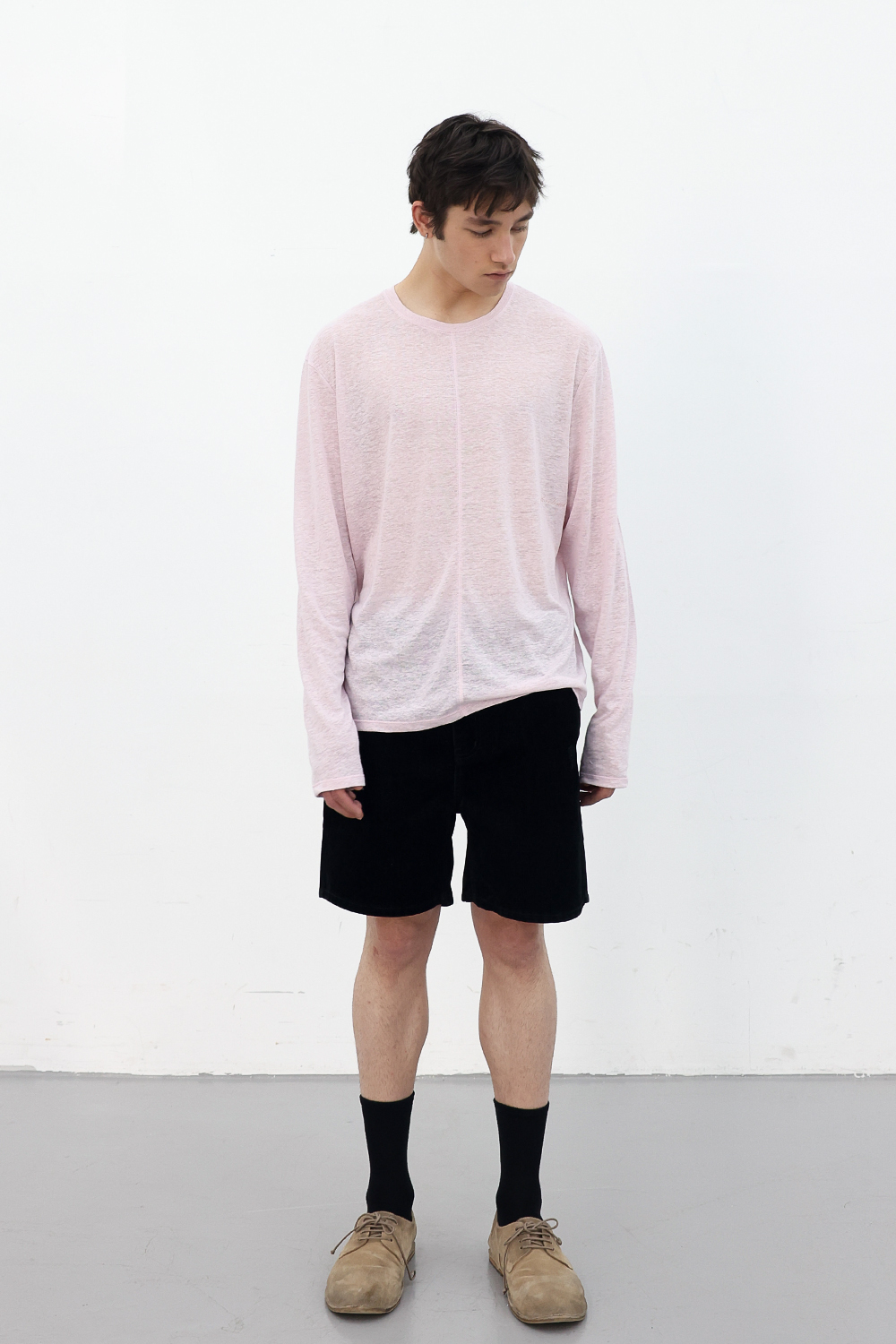 [ANYTIME LOREAK] CAMELLIA LAYERED TEE - WHITE/PINK