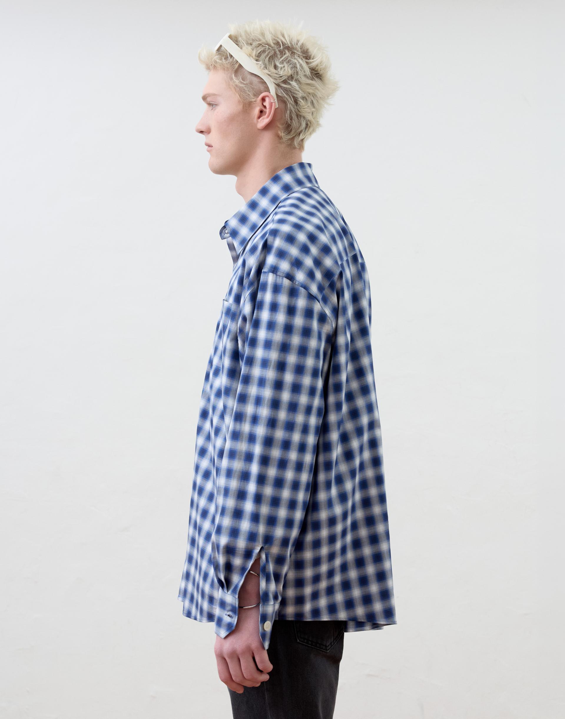 [MOOMYUNG] DETACHABLE COLLAR SHIRTS (BLUE CHECK)