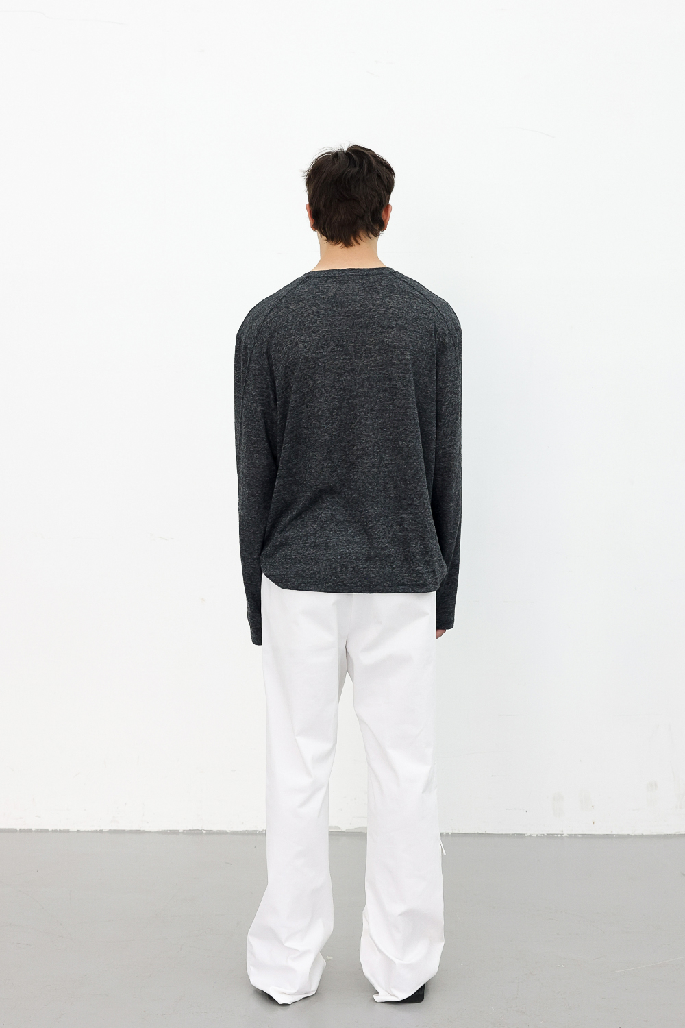 [ANYTIME LOREAK] CAMELLIA LAYERED TEE - SKY BLUE/CHARCOAL