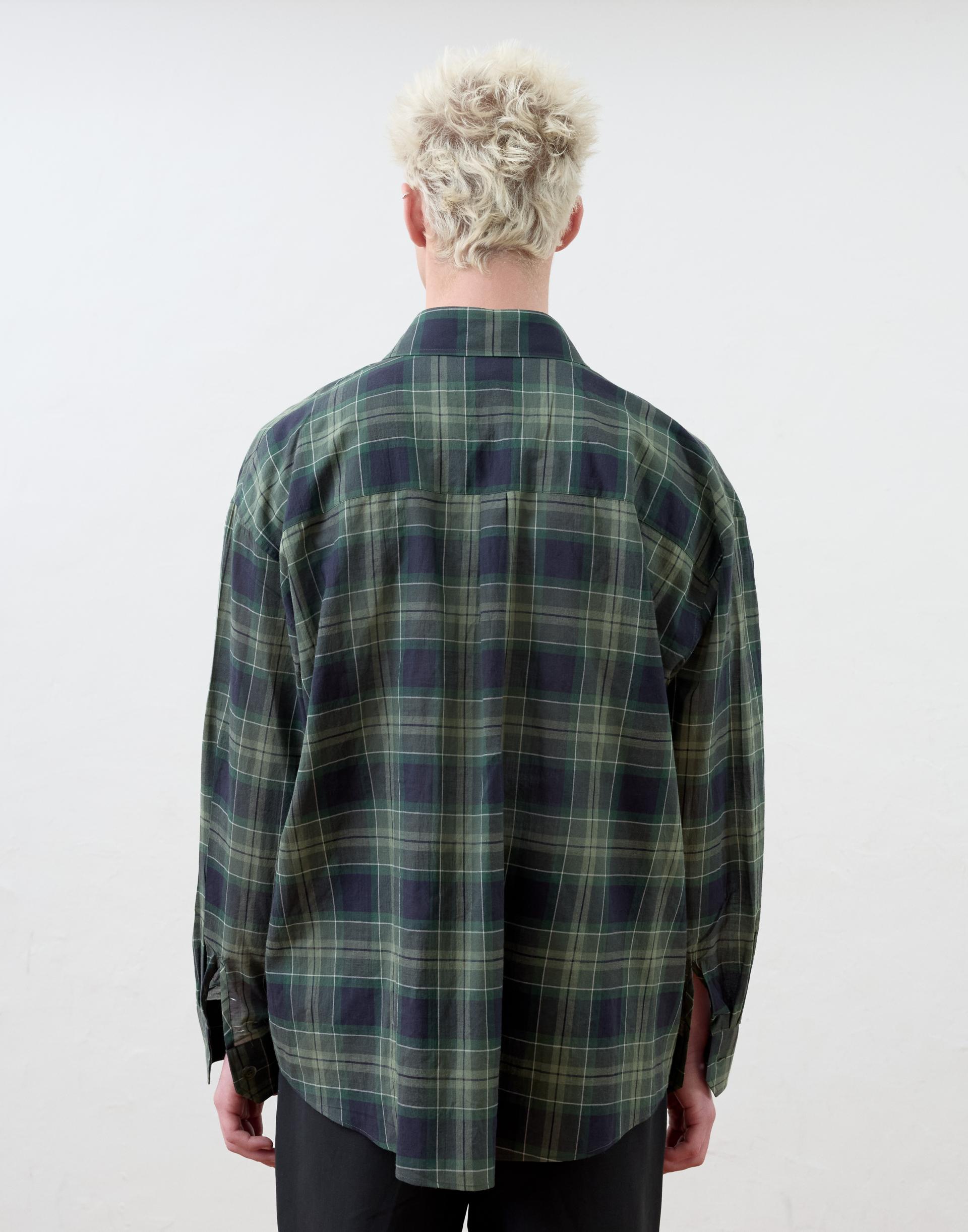 [MOOMYUNG x MONSIEUR] DETACHABLE COLLAR SHIRTS (GREEN CHECK)