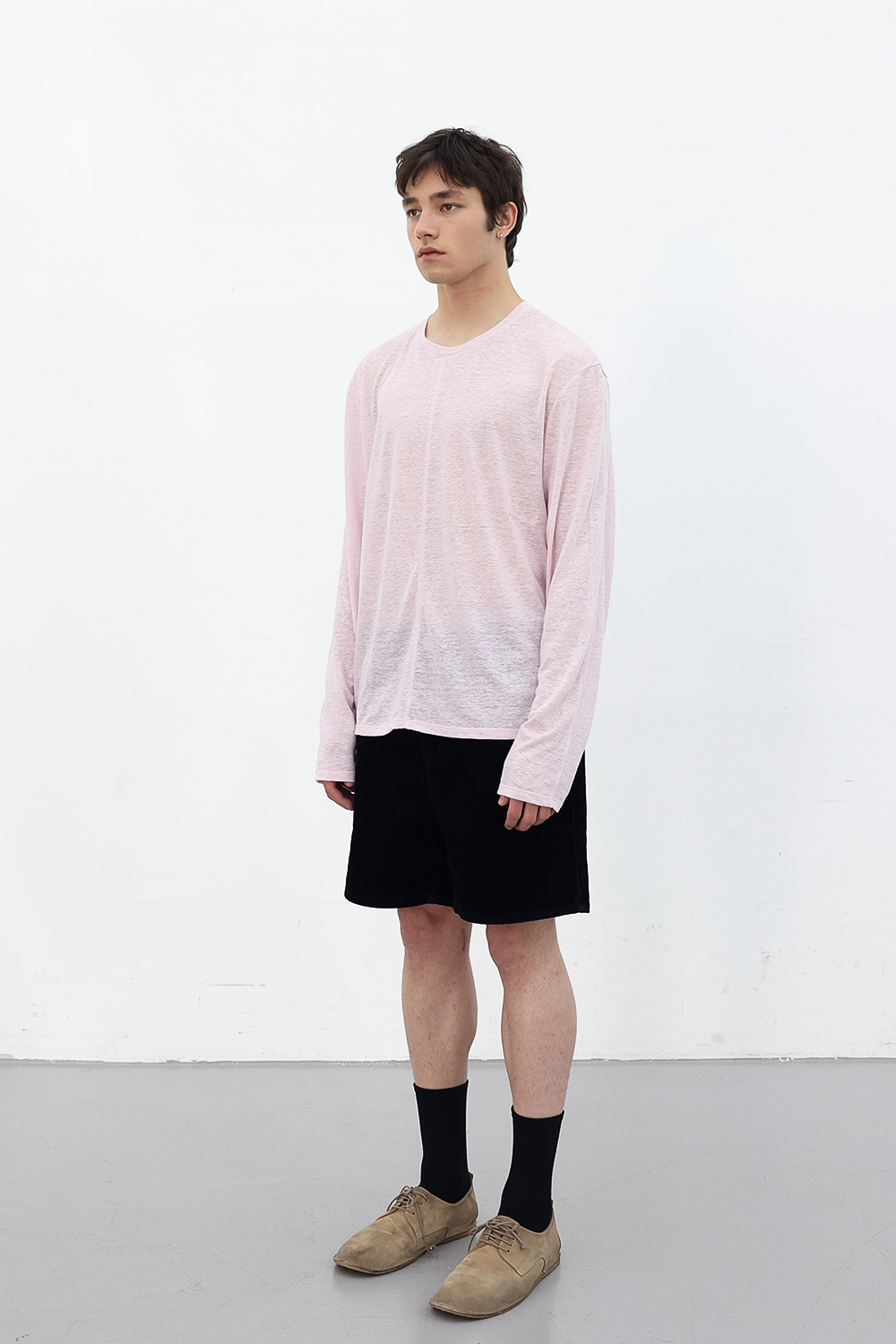 [ANYTIME LOREAK] CAMELLIA LAYERED TEE - WHITE/PINK