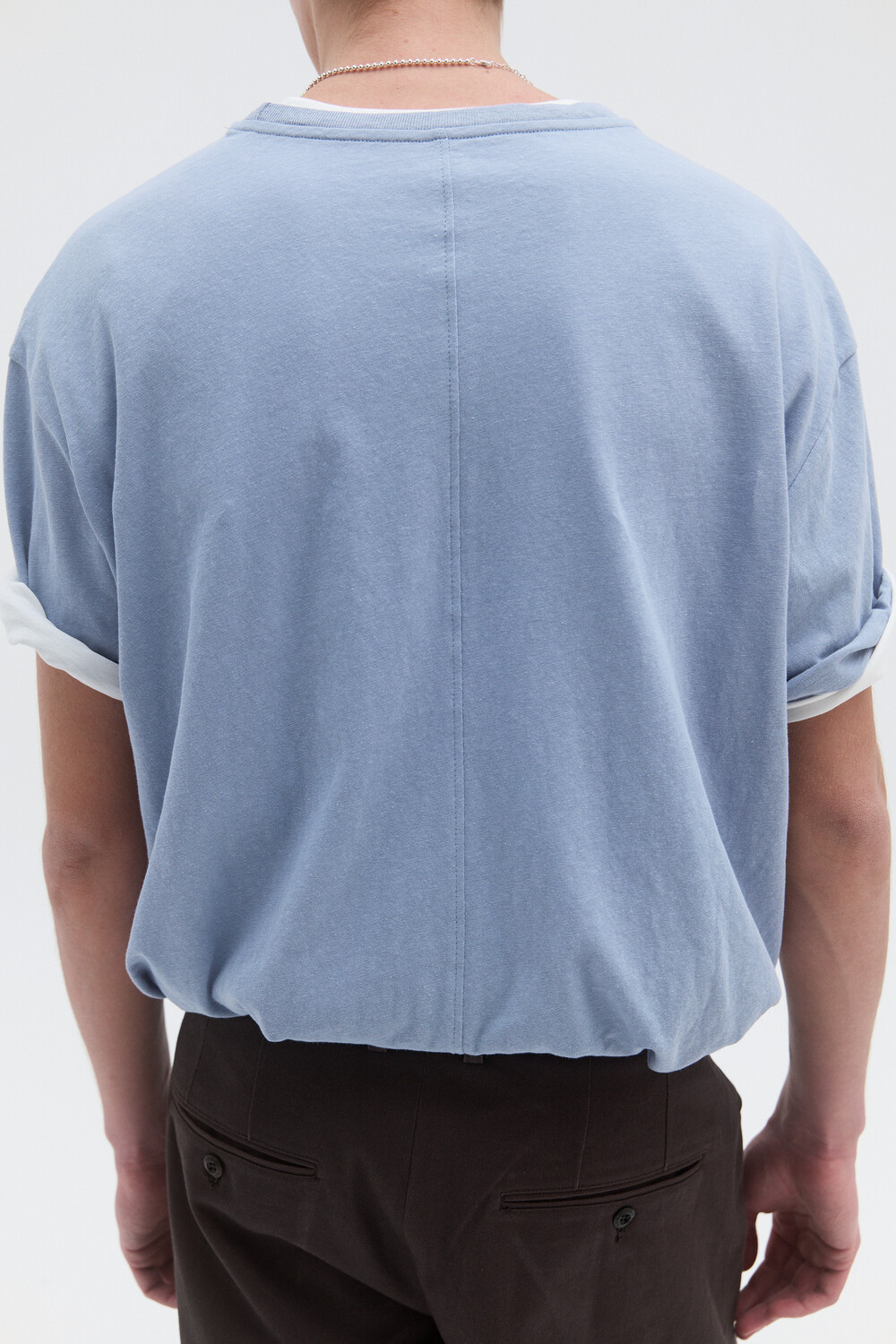 [WINDER] LINEN BLENDED T-SHIRTS - MIST BLUE
