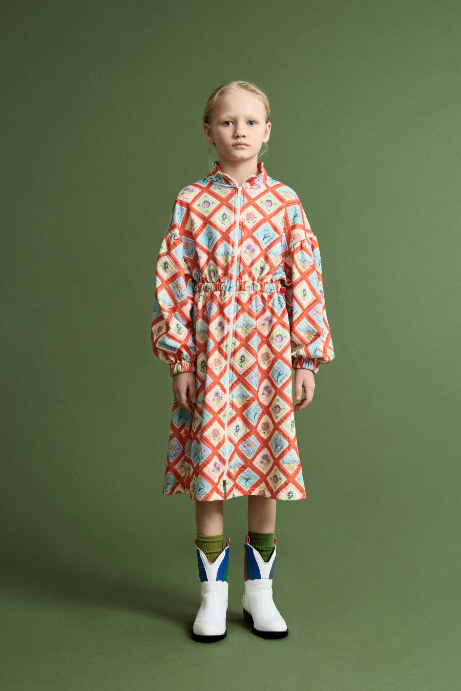 MAISON MANGOSTAN POSTCARD QUILTED DRESS RED 메종망고스탄 26AW
