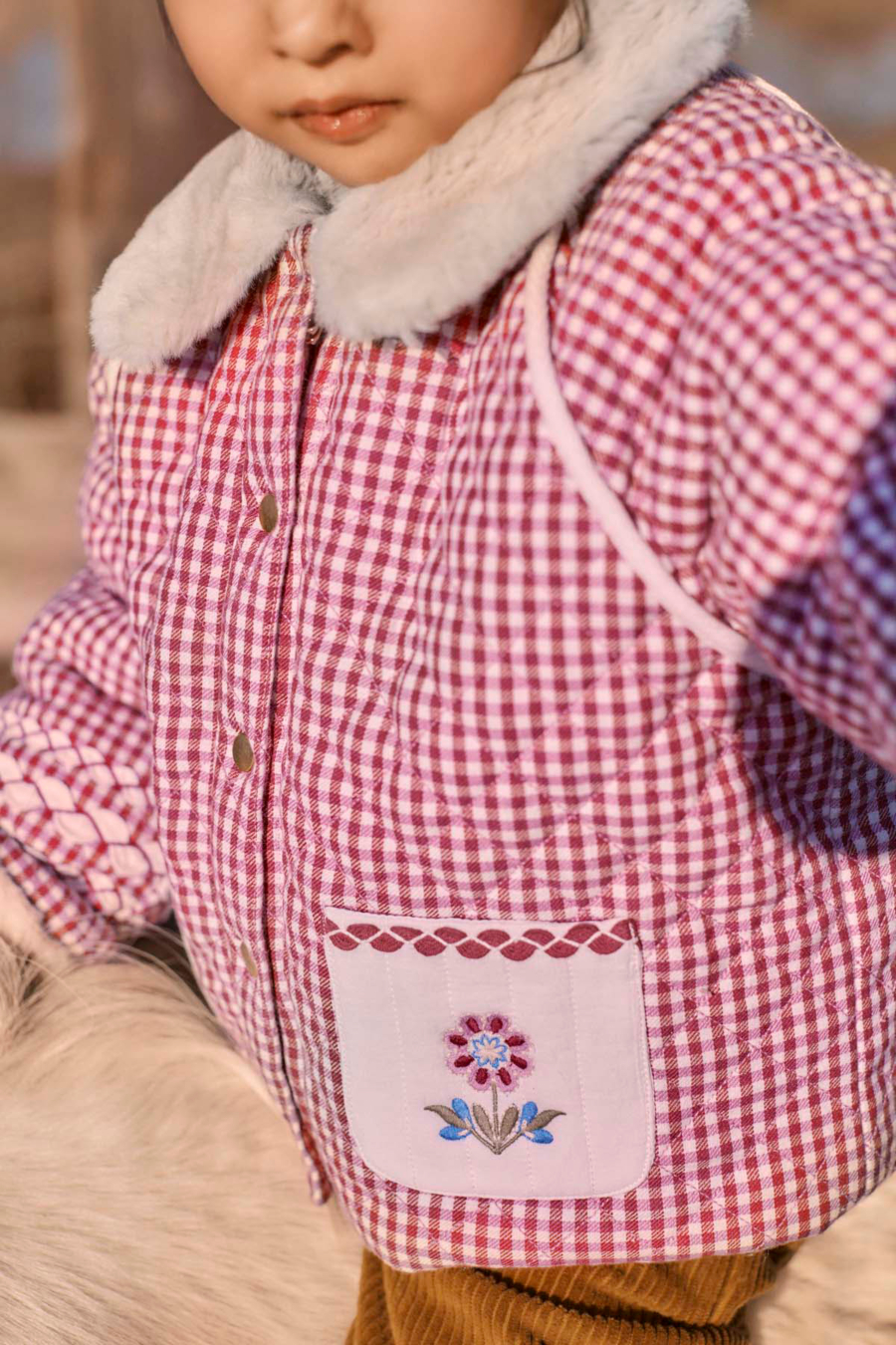 LOUISE MISHA REVERSIBLE COAT JASMINA RASPBERRY CHECKS 루이스미샤 26AW