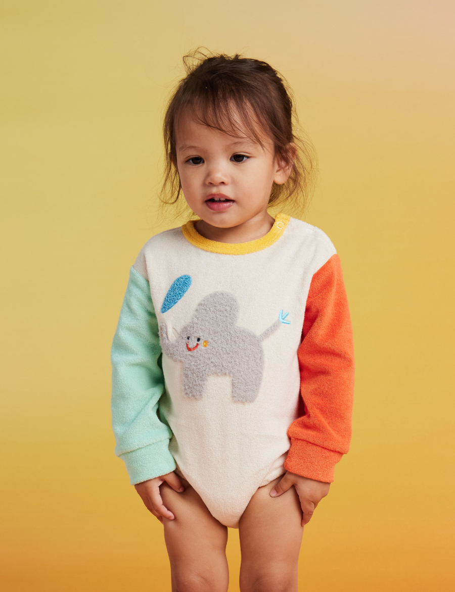 HALCYON NIGHTS Terry LS Bodysuit Zoo Crew Cream 헬시온나이츠 26FW