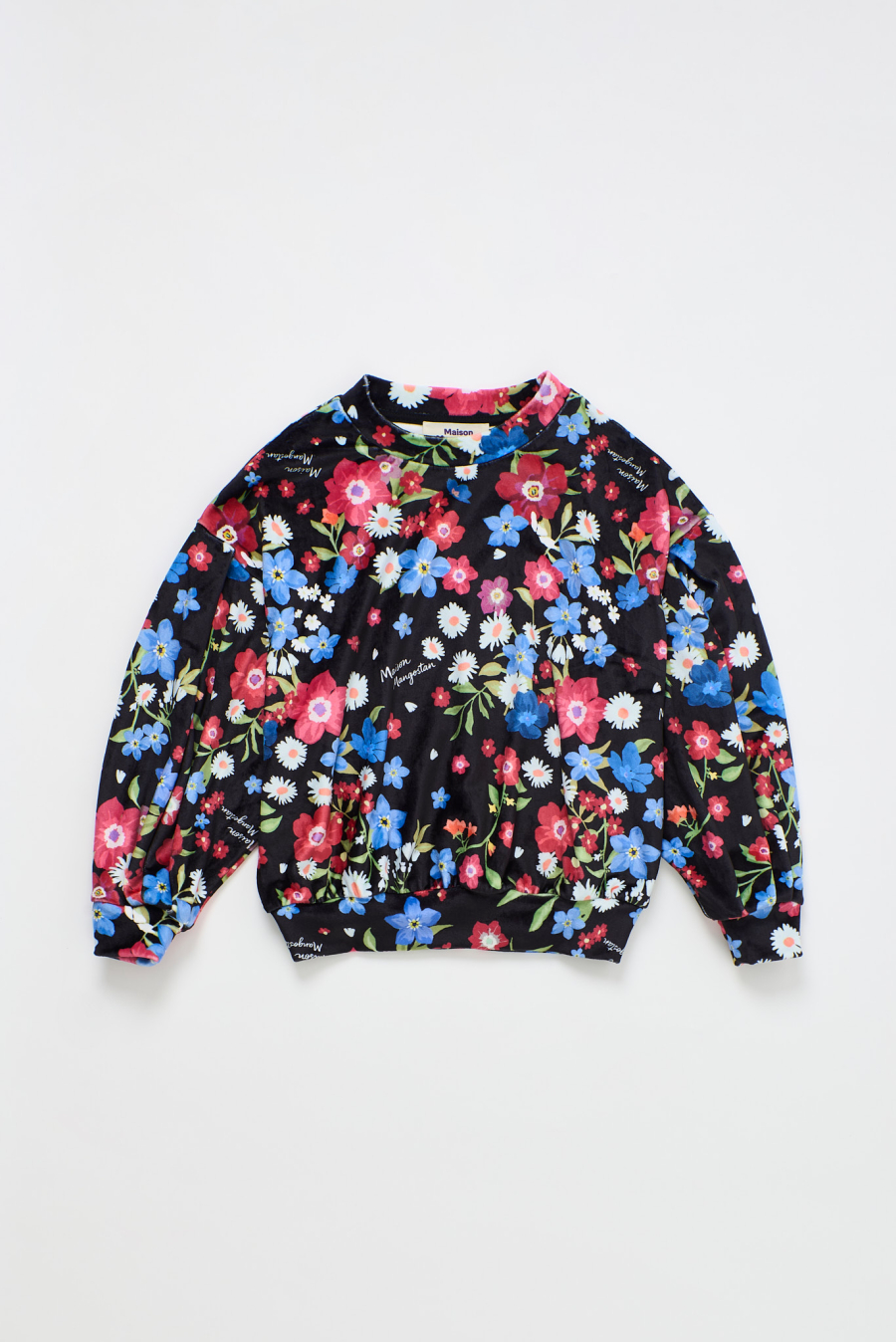 MAISON MANGOSTAN FLORECITAS VELVET SWEATSHIRT BLACK 메종망고스탄 26AW