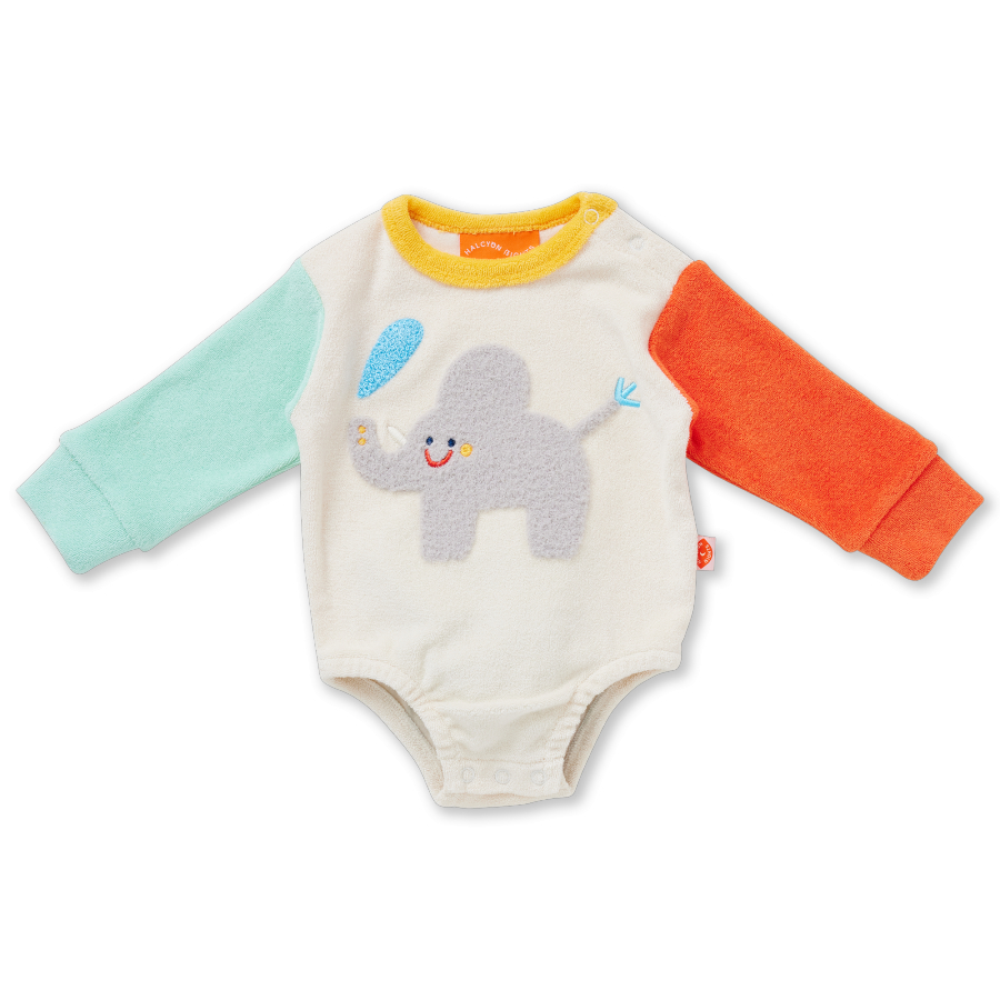 HALCYON NIGHTS Terry LS Bodysuit Zoo Crew Cream 헬시온나이츠 26FW