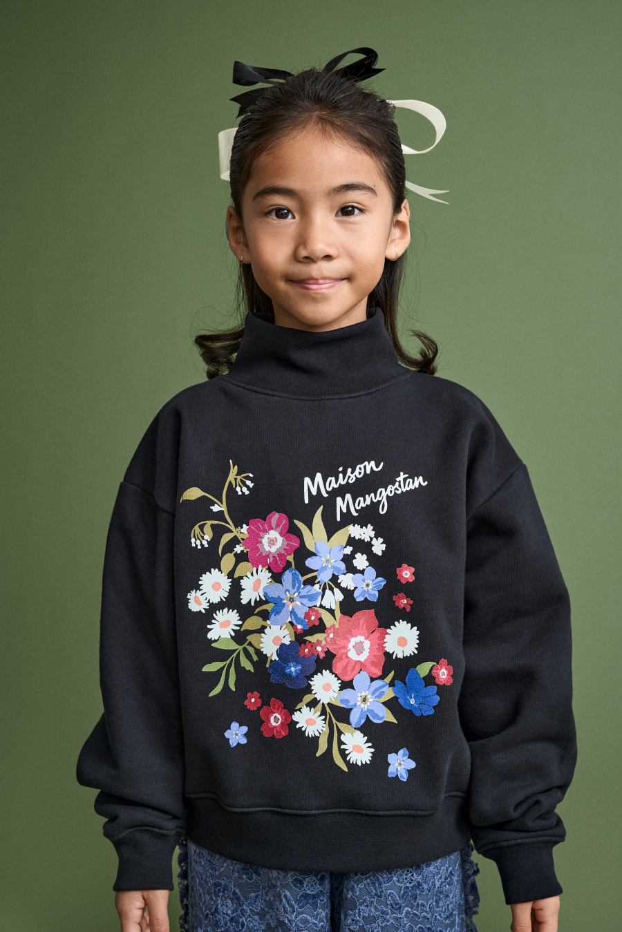 MAISON MANGOSTAN FLORECITAS SWEATSHIRT BLACK 메종망고스탄 26AW