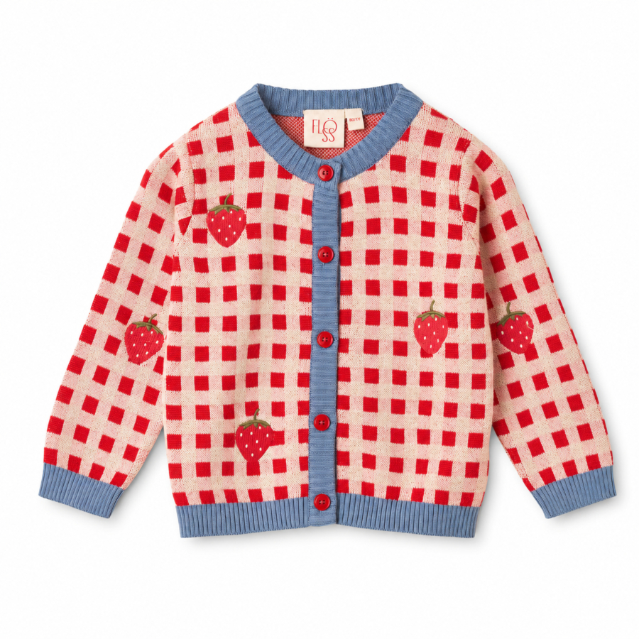 FLOESS Hollie Cardigan Berry Red Gingham 플로스 26AW