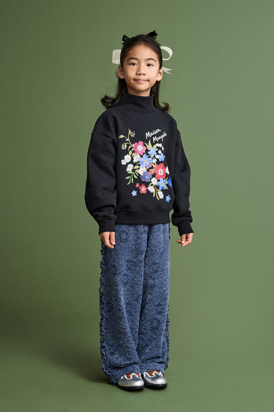 MAISON MANGOSTAN FLORECITAS SWEATSHIRT BLACK 메종망고스탄 26AW