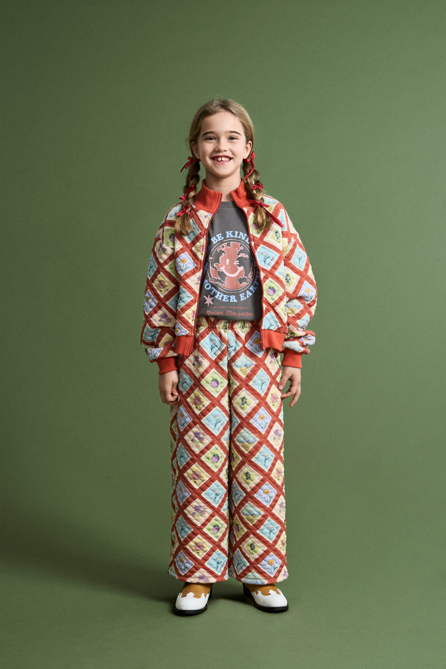 MAISON MANGOSTAN POSTCARD QUILTED TROUSERS RED 메종망고스탄 26AW