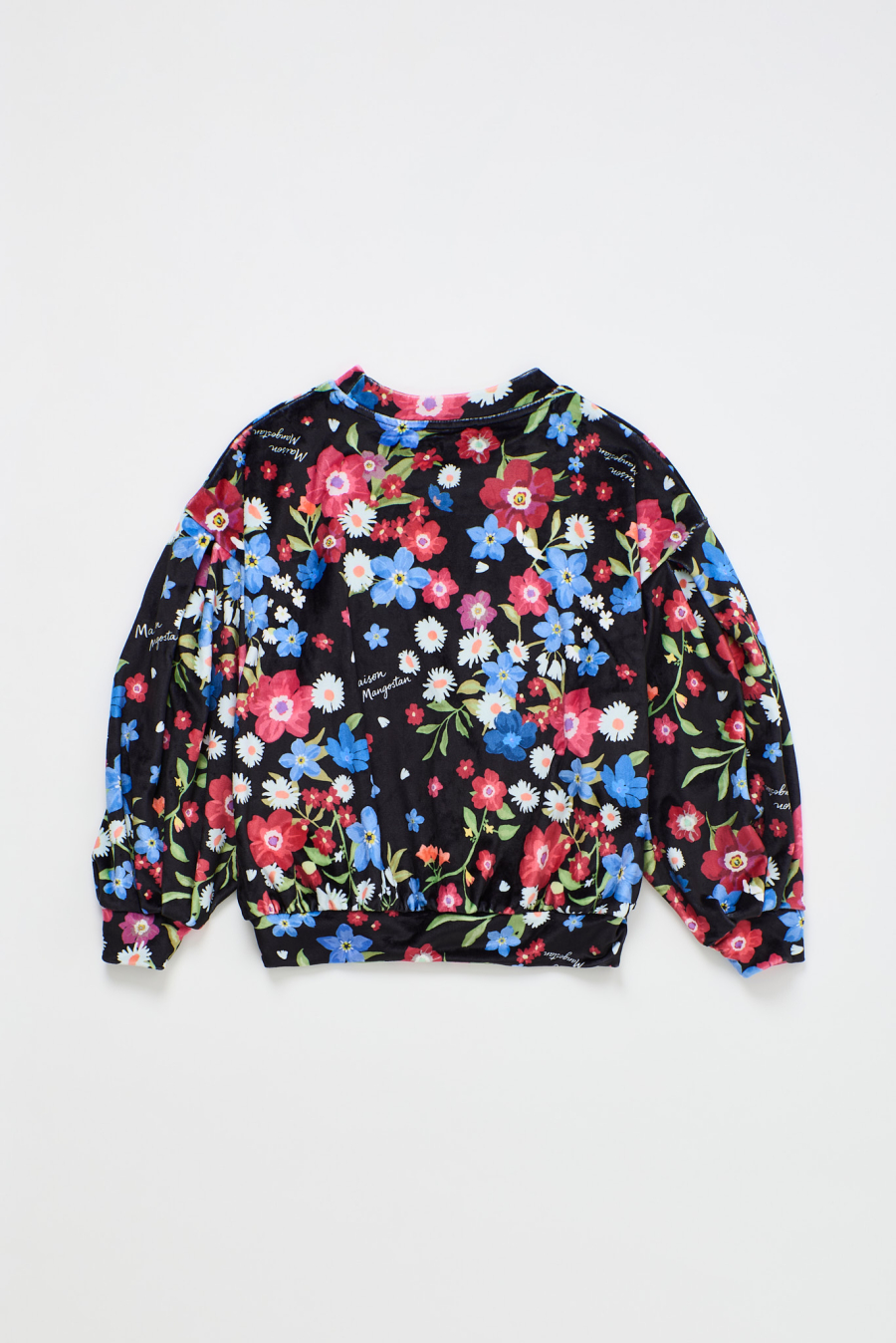 MAISON MANGOSTAN FLORECITAS VELVET SWEATSHIRT BLACK 메종망고스탄 26AW