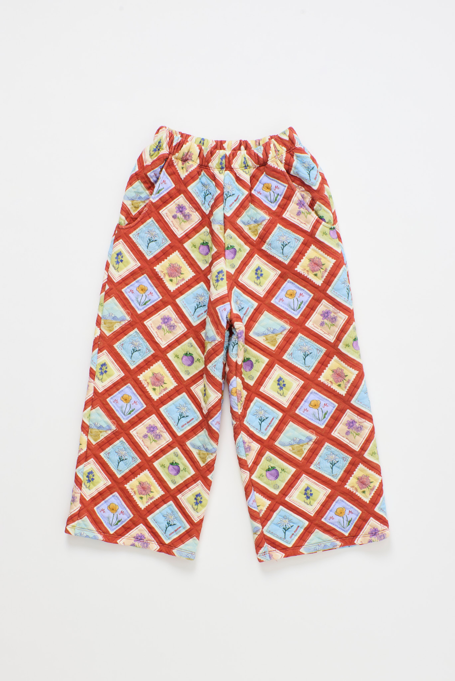 MAISON MANGOSTAN POSTCARD QUILTED TROUSERS RED 메종망고스탄 26AW