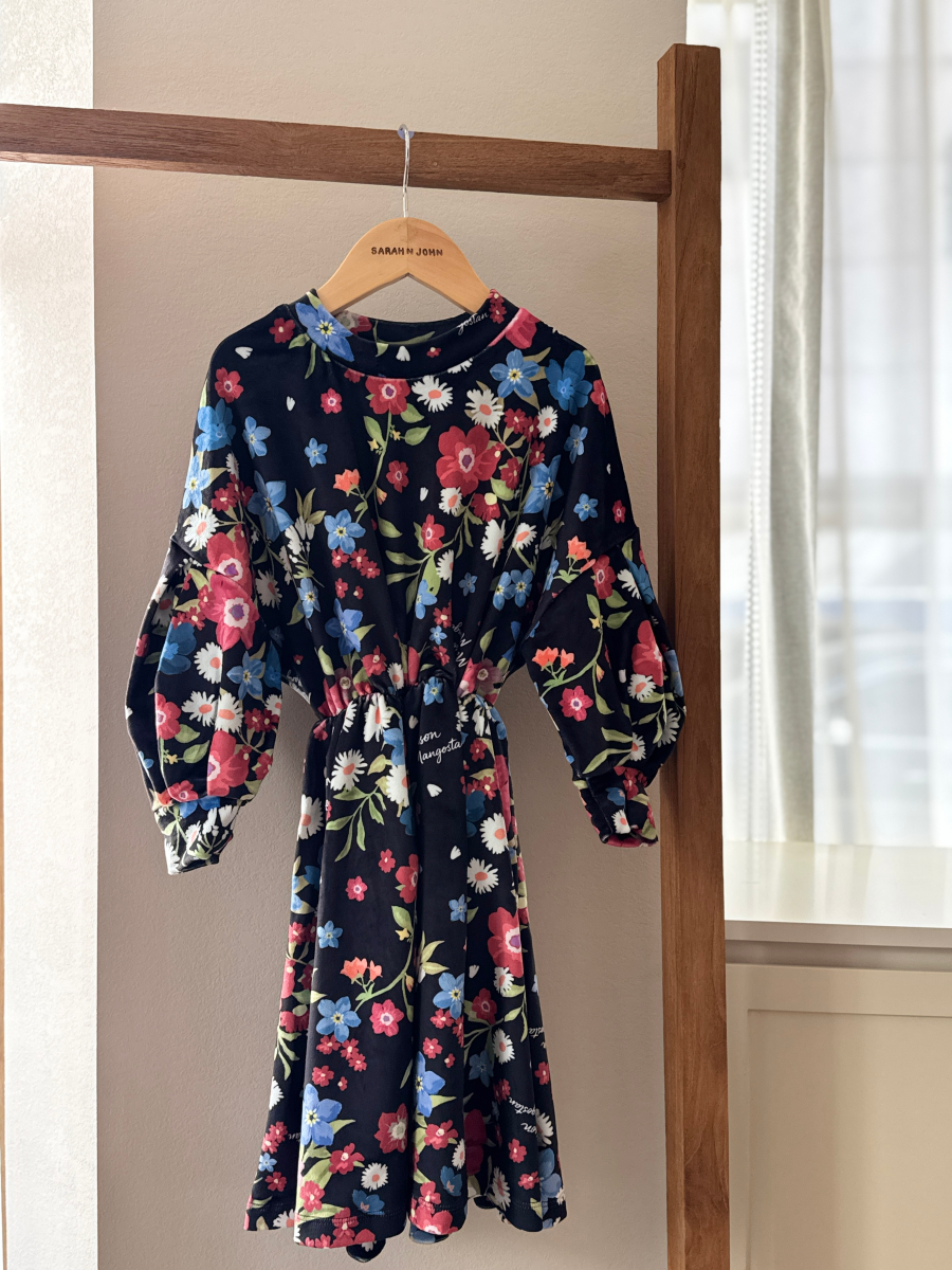 MAISON MANGOSTAN VELVET FLORECITAS DRESS BLACK 메종망고스탄 26AW