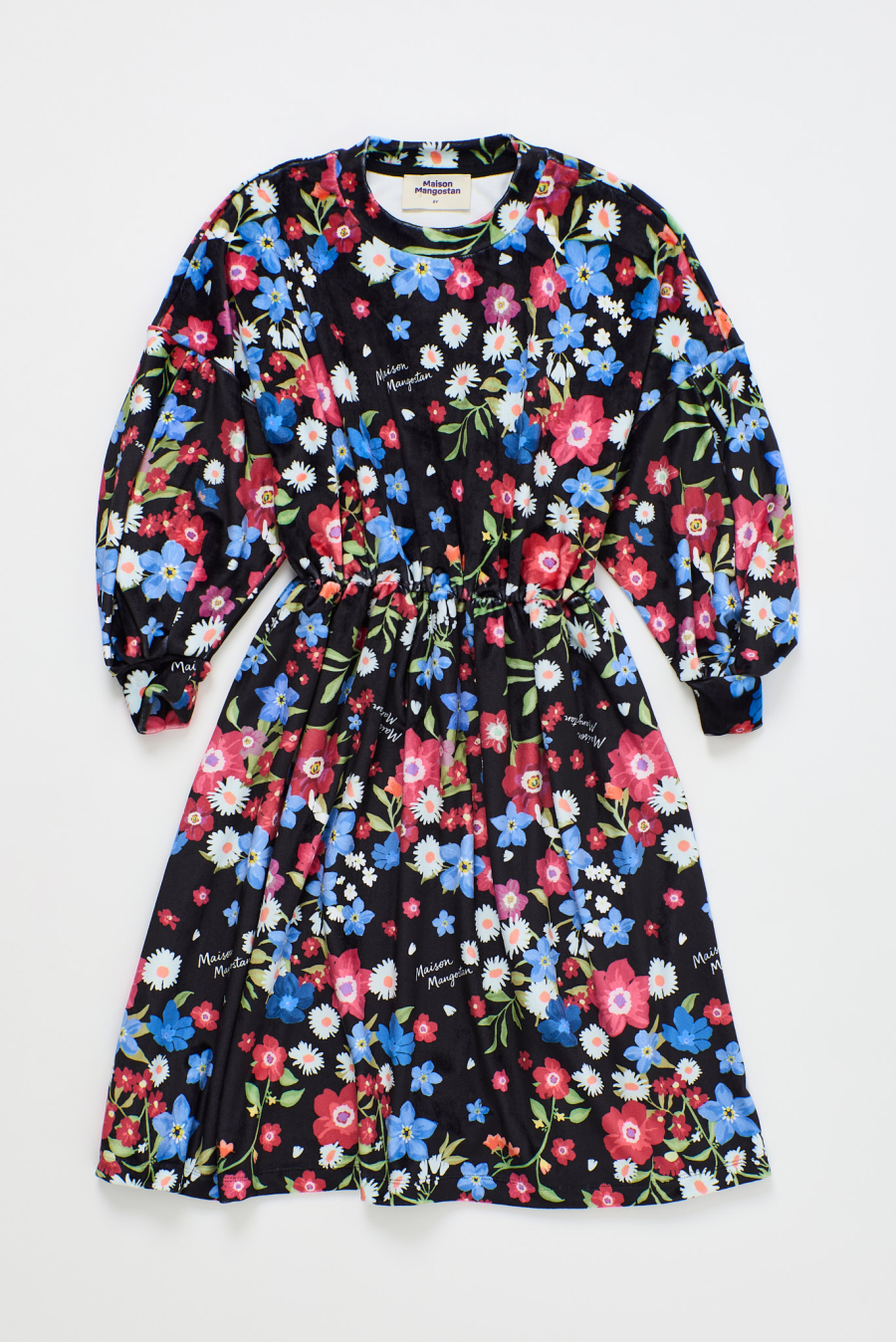 MAISON MANGOSTAN VELVET FLORECITAS DRESS BLACK 메종망고스탄 26AW