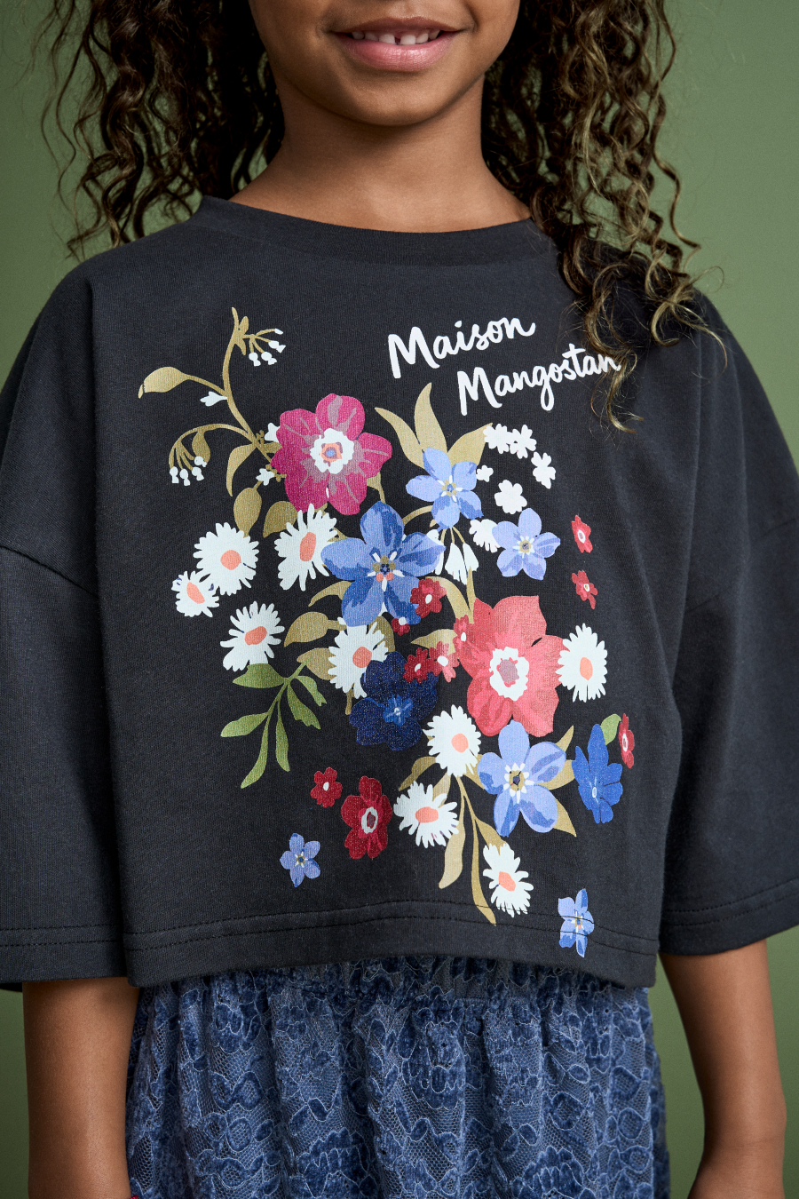 MAISON MANGOSTAN FLORECITAS T-SHIRT BLACK 메종망고스탄 26AW