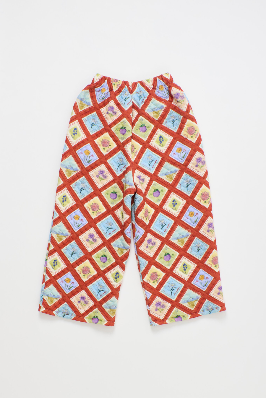MAISON MANGOSTAN POSTCARD QUILTED TROUSERS RED 메종망고스탄 26AW