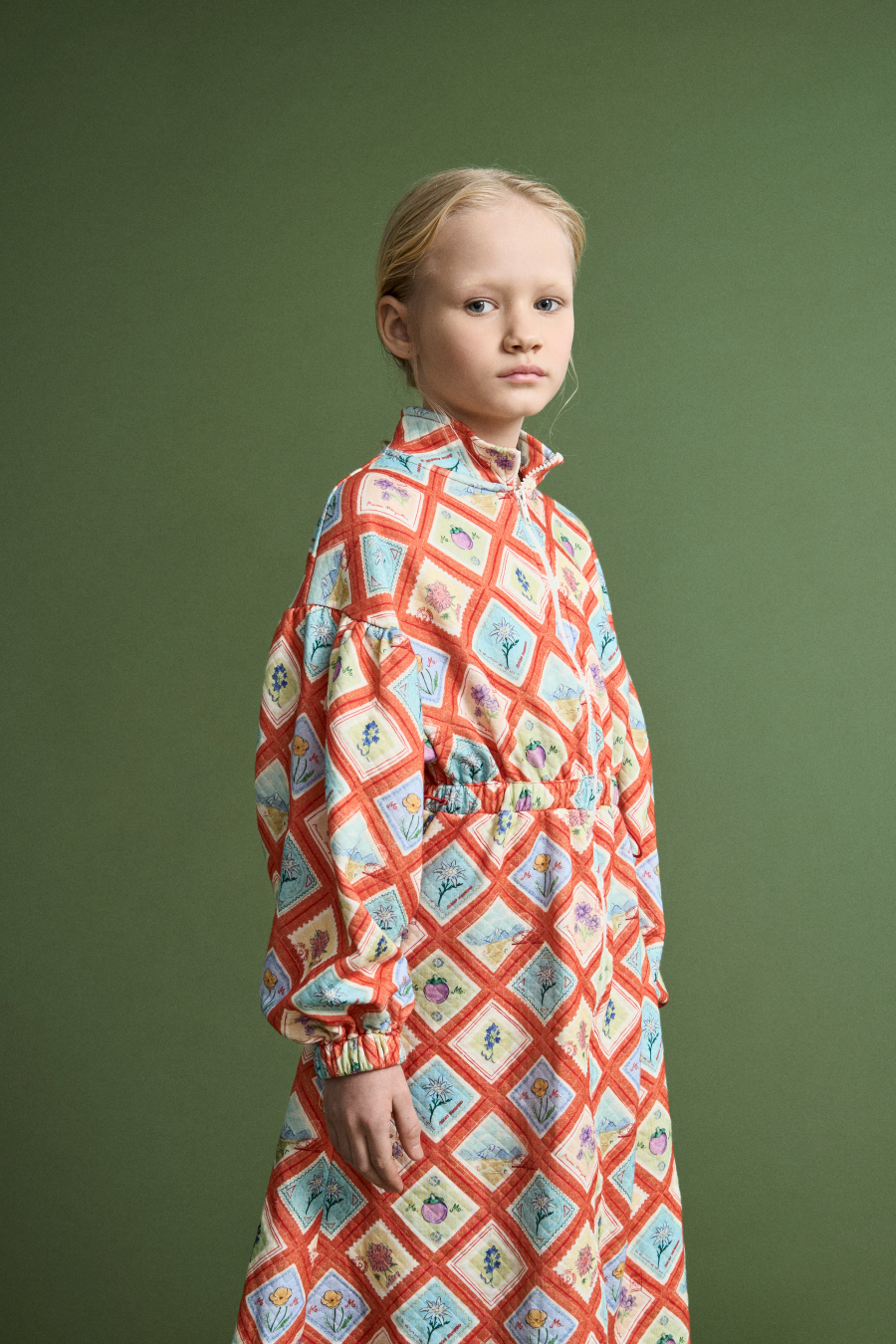 MAISON MANGOSTAN POSTCARD QUILTED DRESS RED 메종망고스탄 26AW