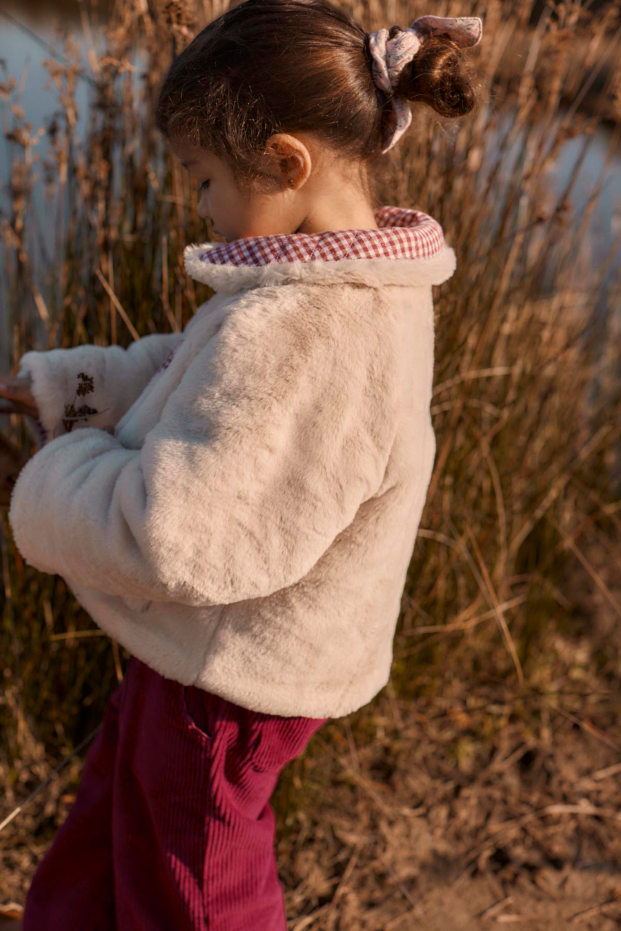 LOUISE MISHA REVERSIBLE COAT JASMINA RASPBERRY CHECKS 루이스미샤 26AW