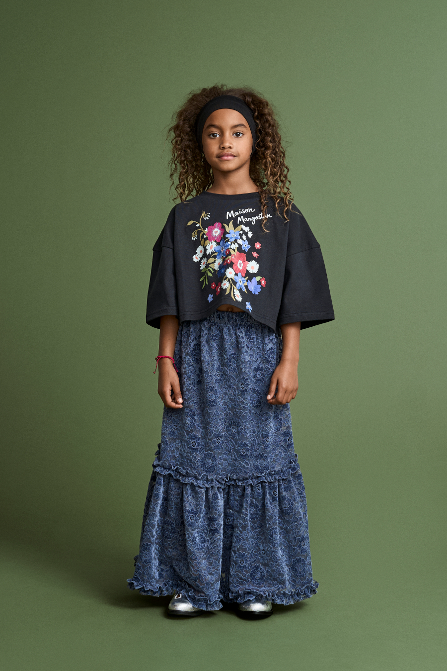 MAISON MANGOSTAN FLORECITAS T-SHIRT BLACK 메종망고스탄 26AW