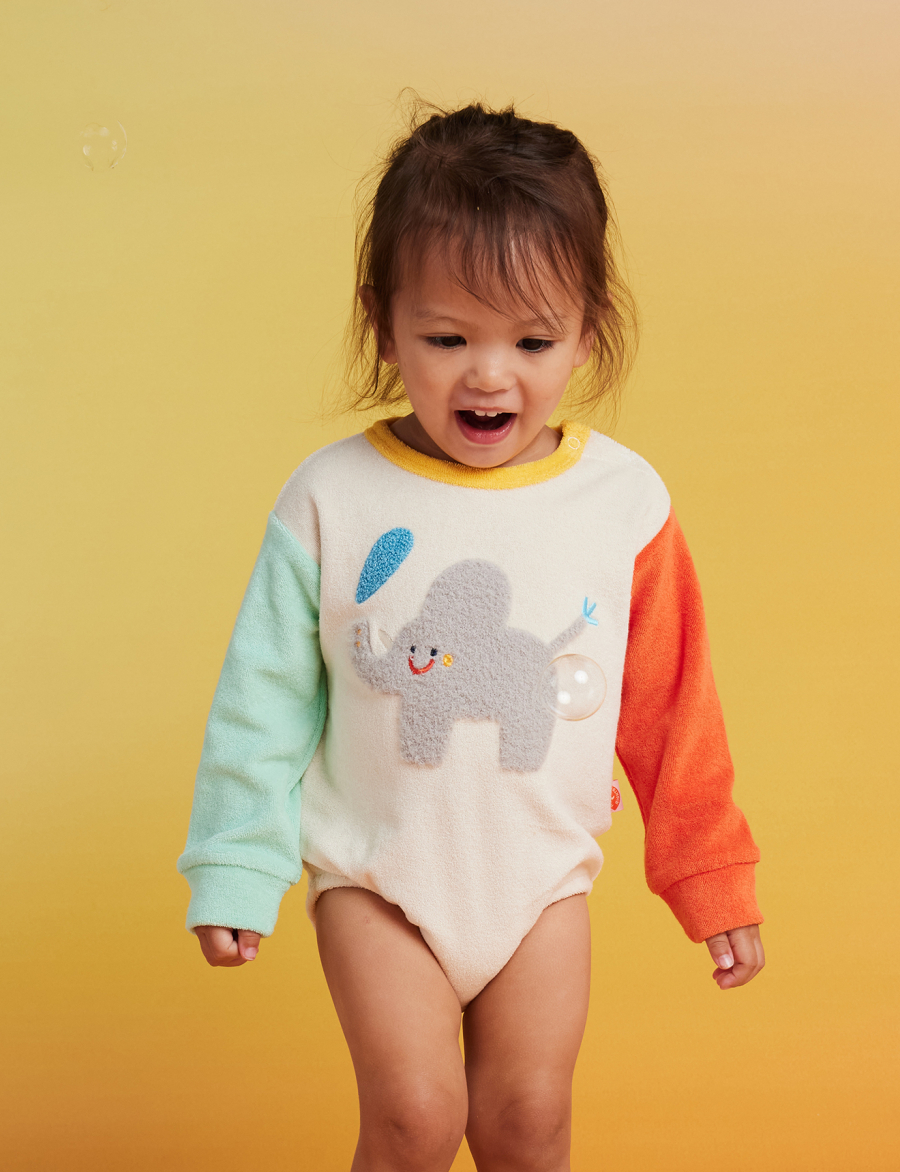 HALCYON NIGHTS Terry LS Bodysuit Zoo Crew Cream 헬시온나이츠 26FW